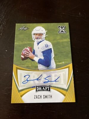 Zach Smith 2021 Leaf Draft RC Auto Yellow Tulsa QB SP - Image 1 of 2