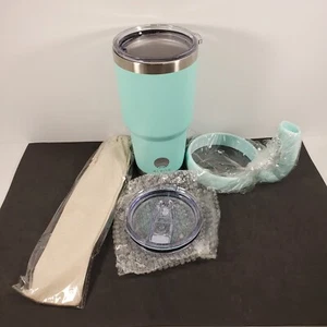 ALBOR Insulated Tumbler w/2 Lids, Straw, handle 30 oz Insulated Seafoam Open Box - Picture 1 of 10