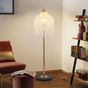 63'' Gold Elegant Crystal Floor Lamp w On-Off Foot Switch Living Room Lighting - Picture 1 of 10