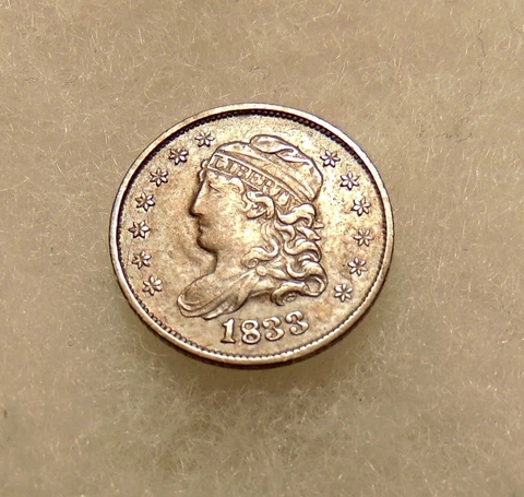 1833 Capped Bust Half Dime - Very Nice Looking Coin - FREE SHIP Cover