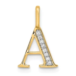 14k Yellow Gold Diamond Letter A Initial Pendant - Picture 1 of 4