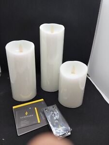 Luminara Flameless Candles Set Of 3- White Glitter.NEW IN BOX!
