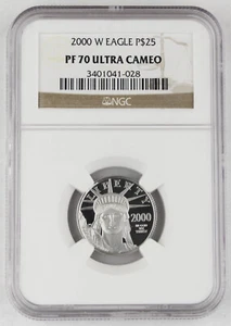 2000 W $25 1/4 Oz 9995 PLATINUM American EAGLE Proof Coin NGC PF70 UC - Picture 1 of 4