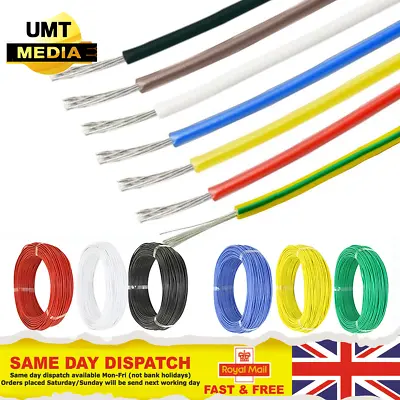 Automotive Hookup Wire Auto Cable 2.5/1.5/0.5mm 14/16/18/20/22 AWG 12V/24V AMP • 3.75£