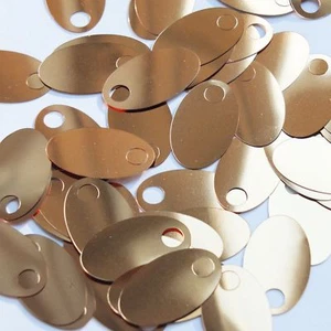 Paillettes ovale foro grande 1,25" oro profondo metallizzato. Paillettes couture. Made in USA - Foto 1 di 2
