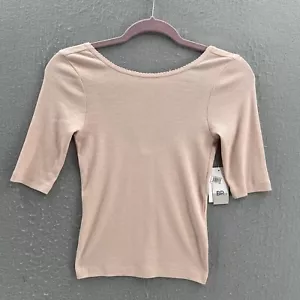 Top trasero Nordstrom BP rosa redondo para mujer pequeño rosa claro manga corta - Imagen 1 de 6