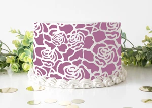 Cake Stencil Rose Pattern Wedding Birthday Selebration Reusable Crafts Art FL117 - Picture 1 of 5