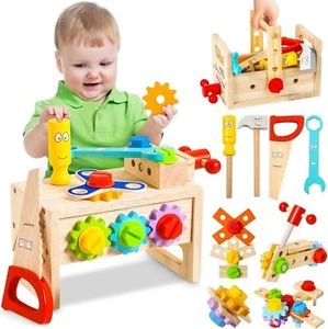 Wooden Kids Tool Set Toy for 2 3 4 5 Years Old Boy Girl, 36 Small Workbench - Picture 1 of 6