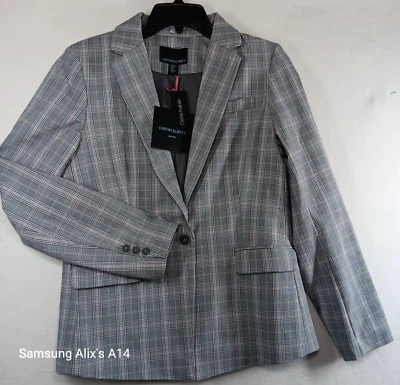 Blazer Cynthia Rowley Mujer Pata de Gallo Gris Rosa A Cuadros Talla Mediun Ropa de Trabajo Foto 1 de 4