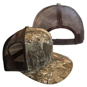 Realtree Edge Classic Retro High Crown Mesh Back Flat Bill Camo Trucker Hat Cap - Picture 1 of 6