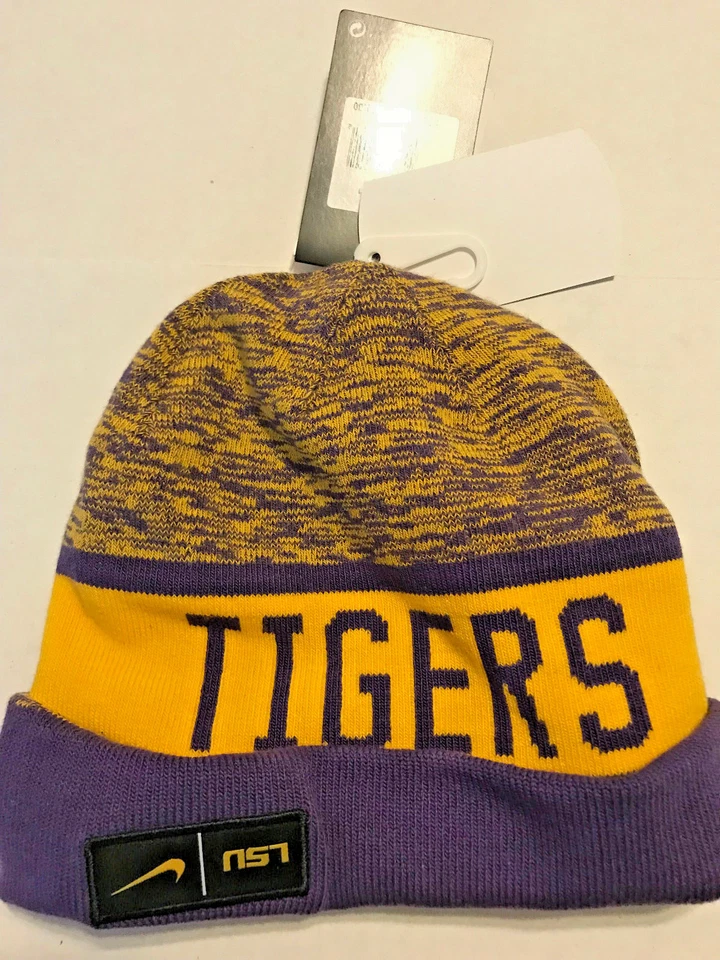 MENS/WOMENS NIKE LSU TIGERS BEANIE REVERSIBLE KNIT CAP TEAM COLORS