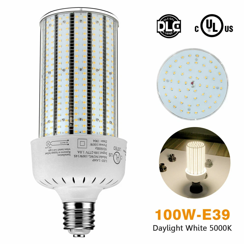400Watt Metal Halide Replacement E39 100W LED Retrofit Corn Bulb 5000K 100-277V - Image 1 of 4
