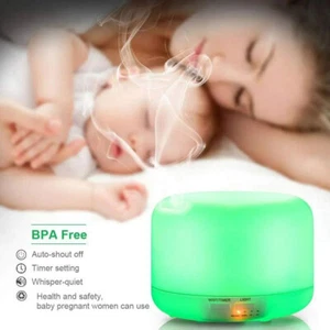 7 LED 500 ml USB Difusor de Aromas de Aceite Esencial Humidificador Ultrasónico Purificador de Aire - Imagen 1 de 12