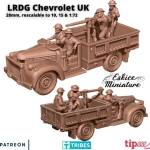 20mm WW2 British 8th Army Chevrolet Truck 3D Printed Eskice Miniatures