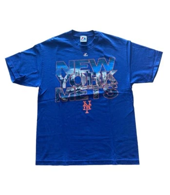 CAMISETA DE BÉISBOL AZUL ADULTO VINTAGE MLB NEW YORK METS MAJESTIC Y2K AÑOS 90 TALLA L Foto 1 de 4