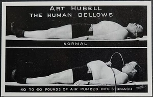 Bizarre Real Photo: Circus Sideshow Freak Art Hubell, Human Bellows. 1930s. - Picture 1 of 2