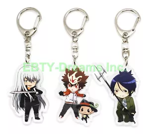 Set of 3 Katekyo Hitman Reborn Anime Acrylic Keychain Mukuro Rokudo Squalo Tsuna - Picture 1 of 2