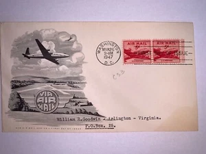 US Stamps SC# C33 DC-4 Skymaster 5c Air Mail FDC 1947 Artmaster Cachet - Picture 1 of 2
