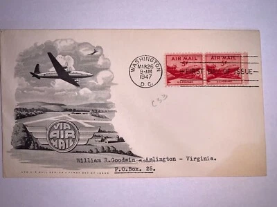 US Stamps SC# C33 DC-4 Skymaster 5c Air Mail FDC 1947 Artmaster Cachet - Image 1 of 2