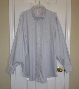 Brooks Brothers hellblau & taupe Nadelstreifen Hemd ~ Gr. 17 / 35 - Bild 1 von 7