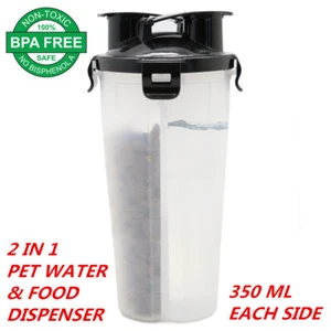 2in1 Pet Dog Cat Puppy Food Water Feeding Bottle Dispenser Camping Outdoor - Picture 1 of 3