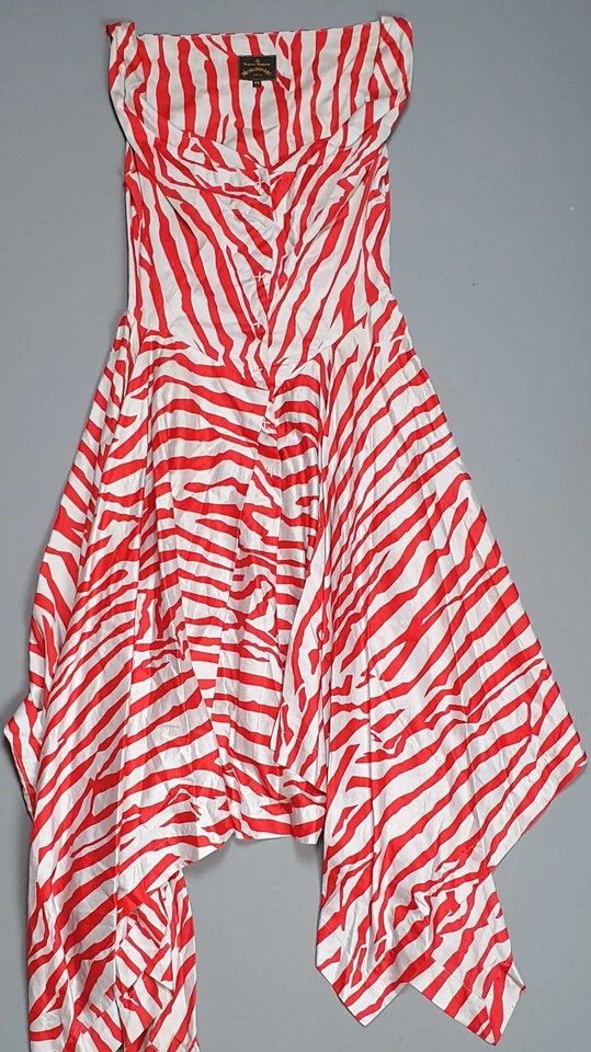 VIVIENNE WESTWOOD 40 - UK 8 Vestido Estilo Corsé Lechera Algodón Corpiño Rayas Foto 1 de 4