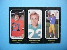 1972 O-PEE-CHEE CFL FOOTBALL STICKER PANEL #1 2 3 MUSSO RON LANCASTER JONAS OPC