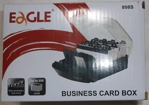 EAGLE BUSINESS CARD BOX MODEL 808S HOLDS 350 CARDS NEW OFFICE A2Z CARD DIVIDERS - Picture 1 of 5