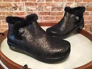 Alegria Meri Black Florette Water Resistant Leather Ankle Boot 36W 5.5W - 6W NEW - Picture 1 of 4