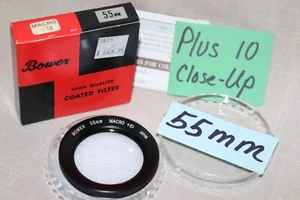 NOS BOWER 55mm Close-Up +10 FILTER, Japan 55mm Macro Close up Plus 10 Filter,NEW - Picture 1 of 5