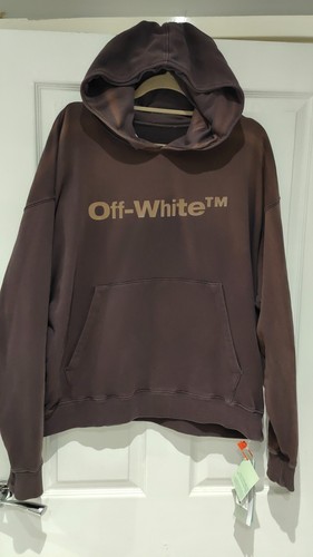 Felpa con cappuccio skate OFF WHITE™ logo lavanderia 'Melanzana' taglia Large nuova