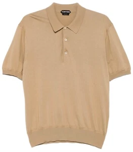 New Tom Ford Tan Beige Knit Cotton Short Sleeve Collar Polo Shirt 48 US 38 $1390 - Picture 1 of 19
