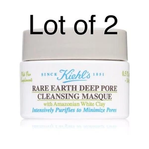 2 X KIEHL'S Rare Earth Deep Pore Cleansing Masque 0.5 Oz Each NEW Mask - Picture 1 of 4