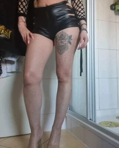 Leder Shorts Kunstleder mit Schnürung in Schwarz Größe S - Bild 1 von 8
