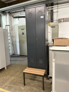C+P Metallspind 2 Türen Sitzbank 1 Person 60cm anthrazit Buche - Bild 1 von 5