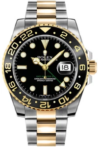 Rolex GMT-Master II 50th Anniversary Green Hand 18kt YG & Steel 116713LN Rare - Picture 1 of 9
