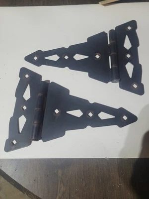 Pair of Vintage 10" Metal Gate Hinges , Outdoor Fence, Shed Door Applications  - Image 1 of 4