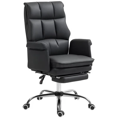 HOMCOM Silla de Oficina Ejecutiva con Reposapiés, Ergonómica, Reclinable, Negra Foto 1 de 4
