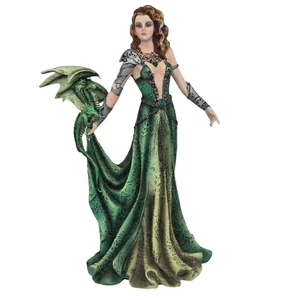 Pacific Giftware Dragon Lady Figurine Green Dress Fantasy Statue #12184 - Picture 1 of 18