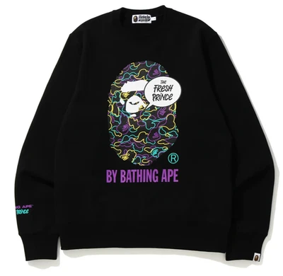 NEW VERY RARE - BATHING APE x FRESH PRINCE Black Sweater Medium RRP£296 - Image 1 of 4