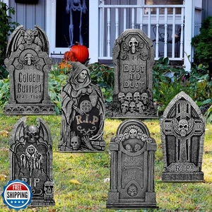 Yerliker 6 Stile 27 Zoll Halloween Grabstein Outdoor Dekoration Hof Pfähle - Bild 1 von 5