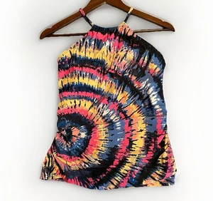 Venus Women's Tankini Top size 6 rainbow tie-dye halter swim beach colorful - Picture 1 of 10