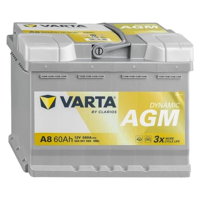 AUTOBATTERIE VARTA A8 (Ex D52) AGM 12V 60 AH 680A START STOP L2 560901068 J382 - Bild 1 von 4
