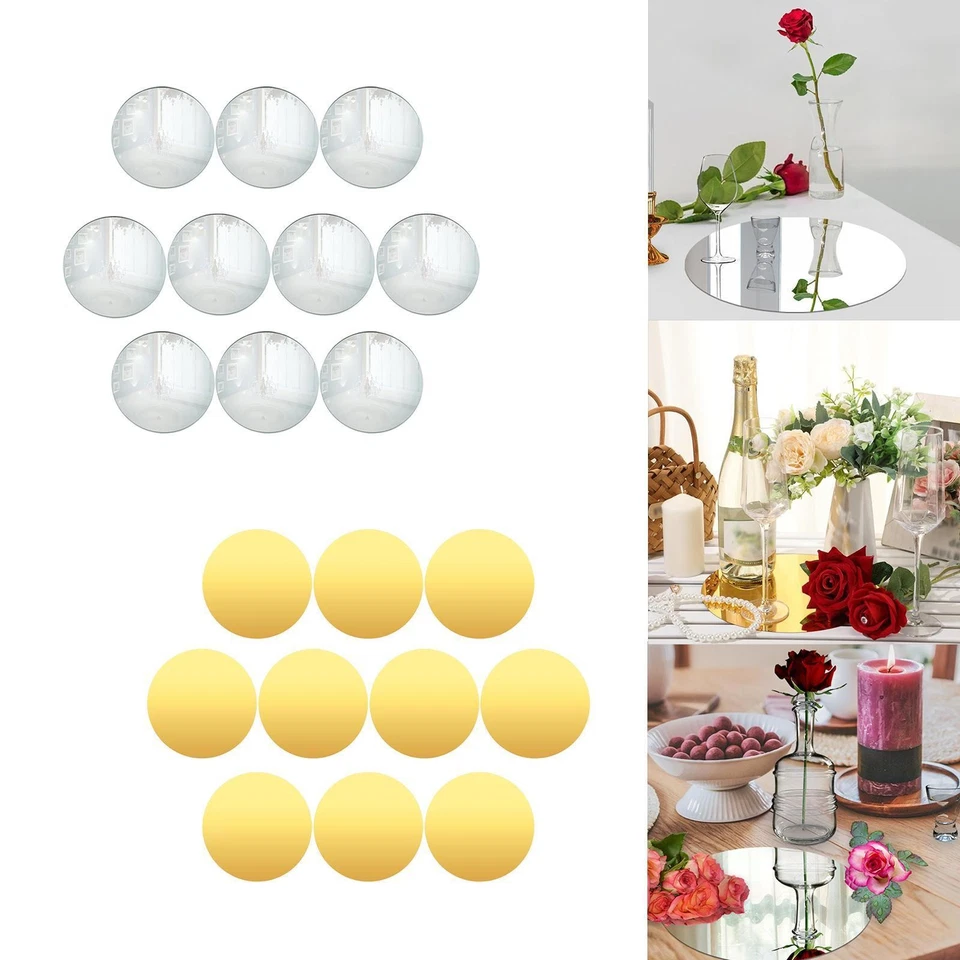 10x Dekorative Spiegel Tabletts Acryl Runde Spiegel Platten für Kommode - Bild 1 von 1