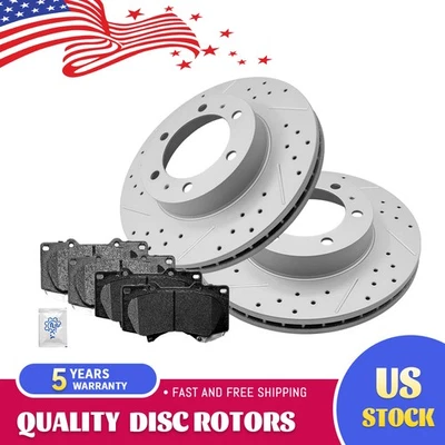 Kit de pastillas de freno de cerámica con rotores perforados delanteros para Toyota 4Runner Tacoma FJ Cruiser Foto 1 de 4