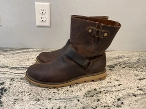 Sorel Scotia Moto Boots Biker Shoes Brown Leather Womens Size 10 - Picture 1 of 11