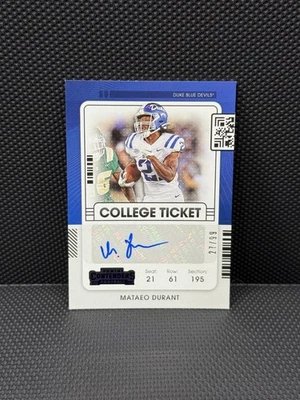 2022 Contenders Draft Mataeo Durant /99 College Ticket RC Auto #CCT-MDU Duke - Image 1 of 2