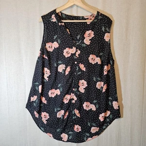 TORRID Polka Dot Floral Pink Poppy Harper Sleeveless Blouse Size 1 = 1X - Picture 1 of 9