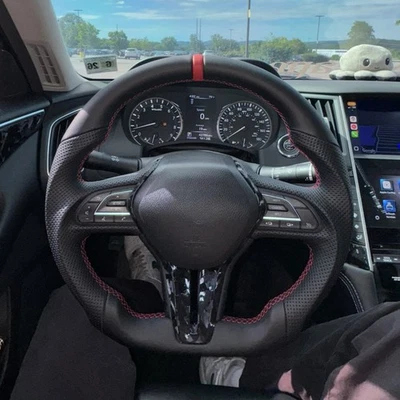 Full Leather Sport Flat Steering Wheel for INFINITI Q50 Q60 2017-2024 NO HEATED - Image 1 of 4