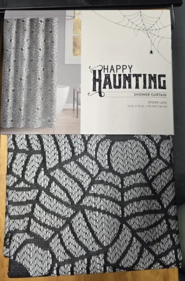 Cortina de Ducha Happy Haunting Araña Encaje OEKO TEX 70 en X 72 en Halloween  Foto 1 de 4